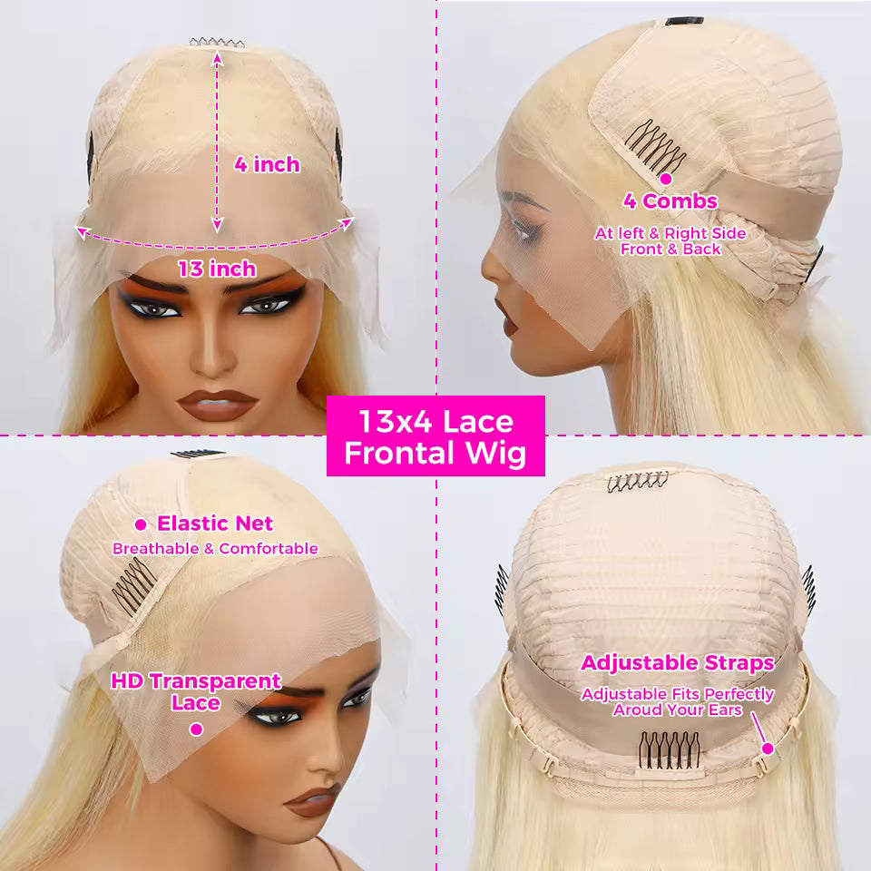 Blonde Straight Lace Front Human Hair Bob Wig