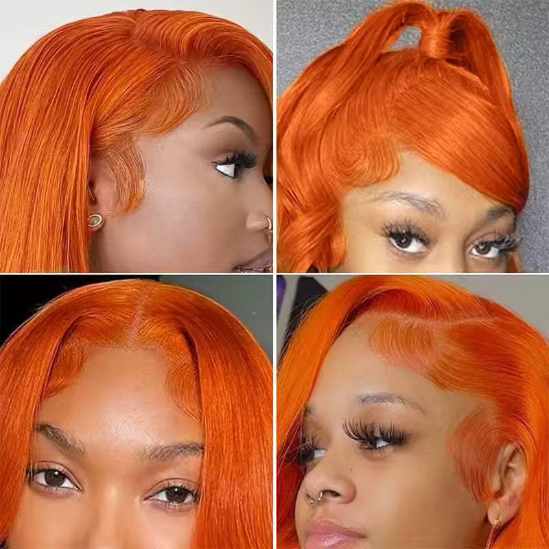 Ginger Orange Straight Lace Front Human Hair Wig