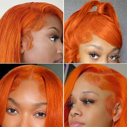 Ginger Orange Straight Lace Front Human Hair Wig