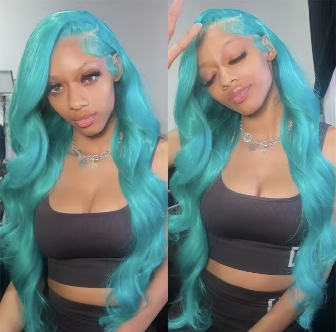 Teal Body Wave HD 360 Full Lace Human Hair Wig