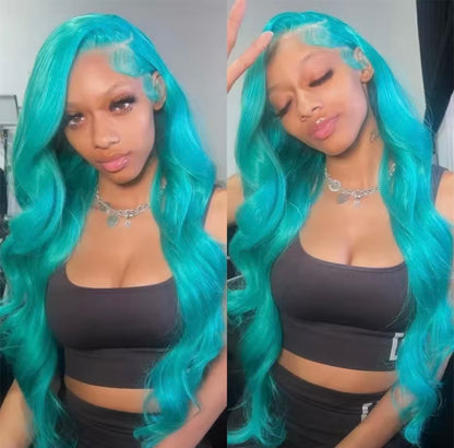 Teal Body Wave HD 360 Full Lace Human Hair Wig