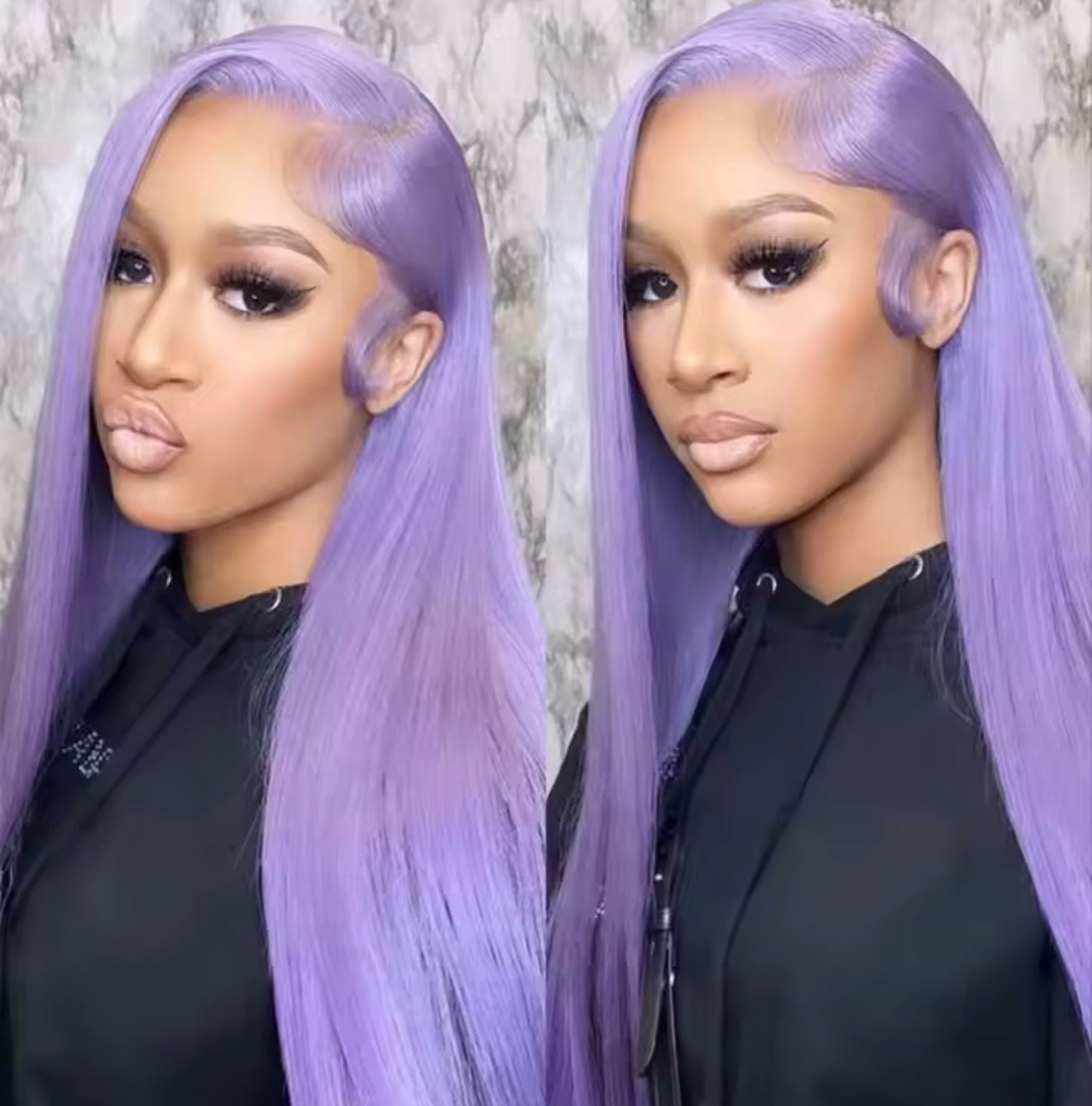 Light Purple Straight Lace Front Human Hair Wig