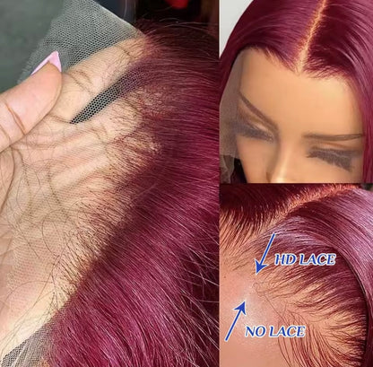 Burgundy Straight Bob Lace Front Human Hair Wig