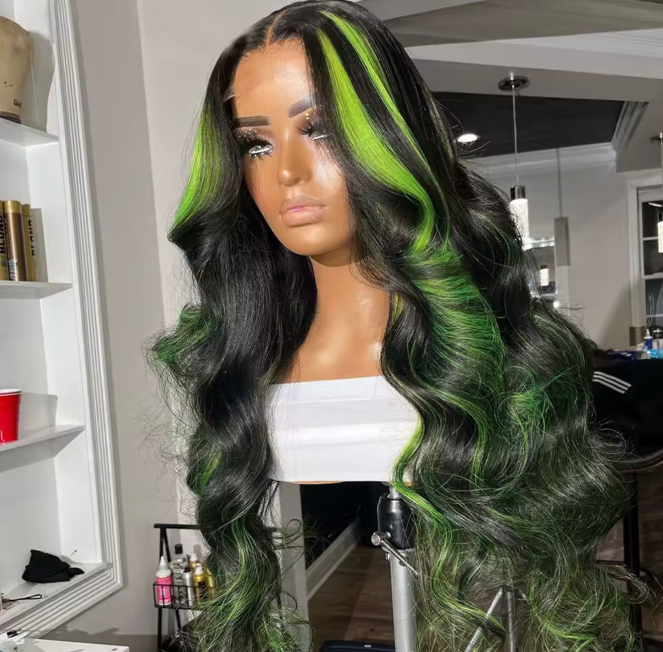 Black & Green Body Wave HD Lace Front Human Hair Wig
