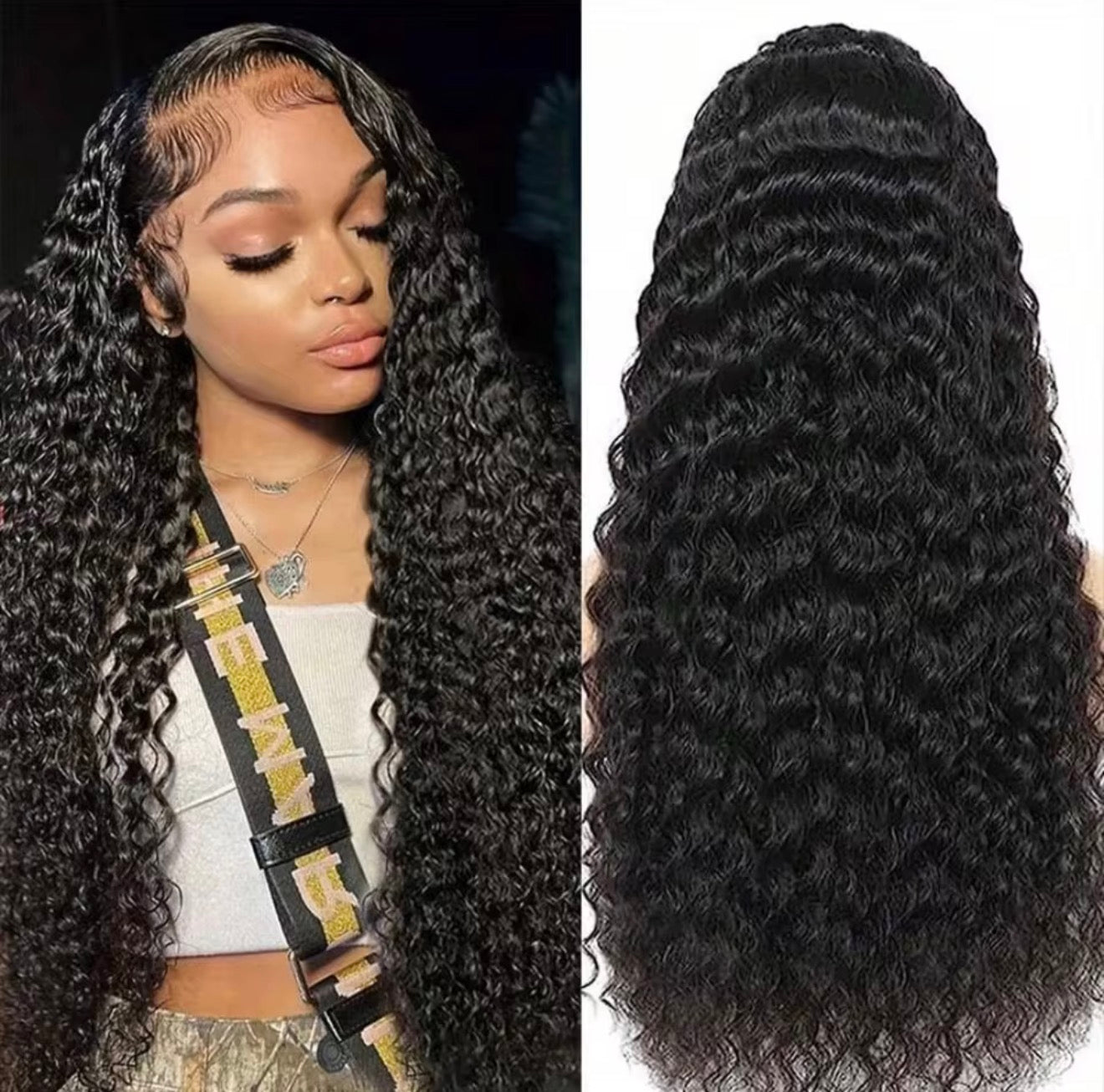 Dark Brown Deep Wave HD Lace Front Wig Human Hair