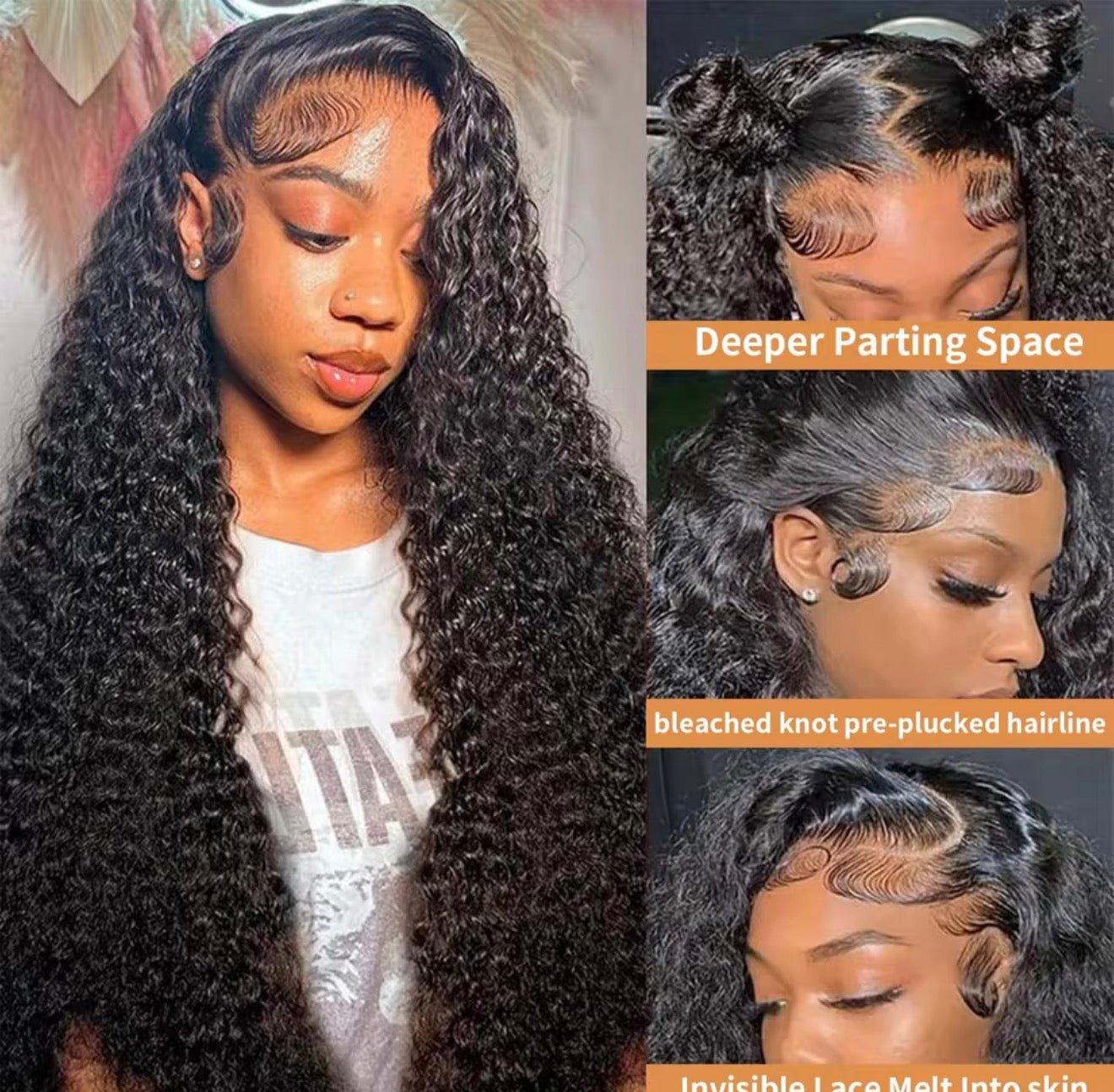 Dark Brown Deep Wave HD Lace Front Wig Human Hair