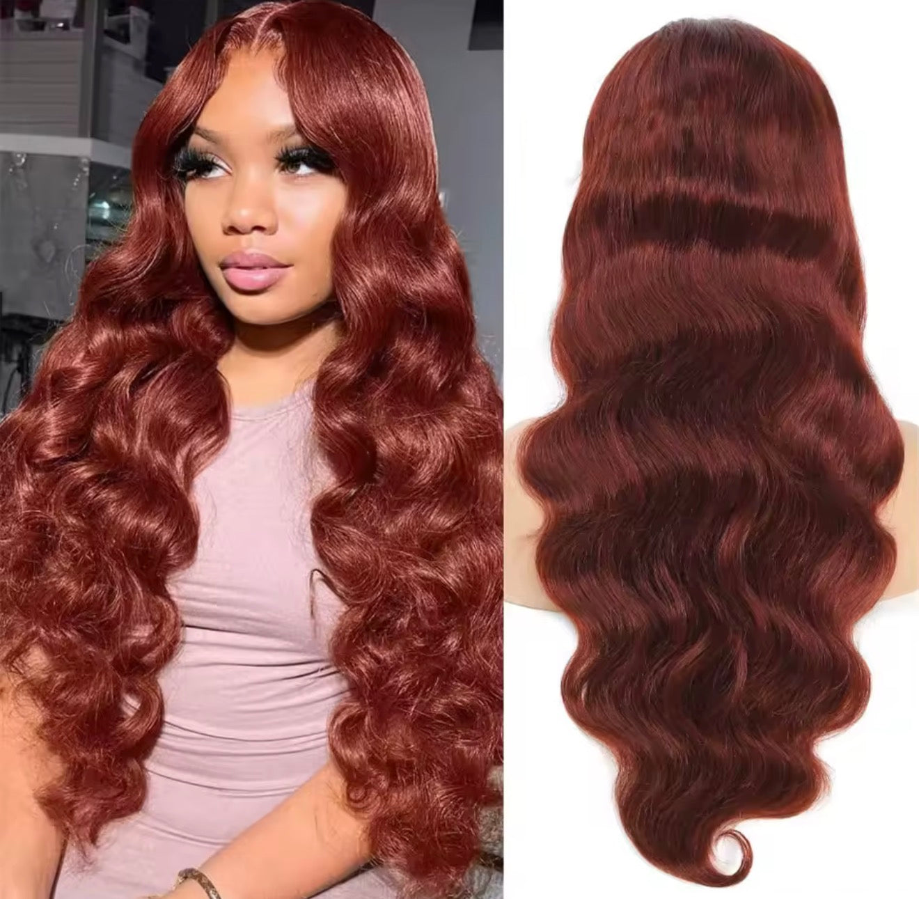 Auburn Body Wave HD Lace Front Human Hair Wig