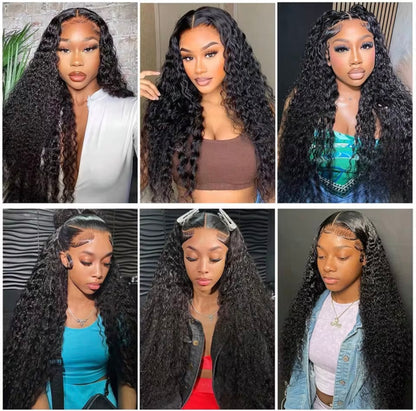 Dark Brown Deep Wave HD Lace Front Wig Human Hair