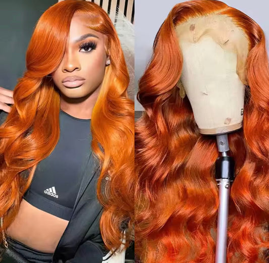 Orange Body Wave HD Lace Front Wig Human Hair
