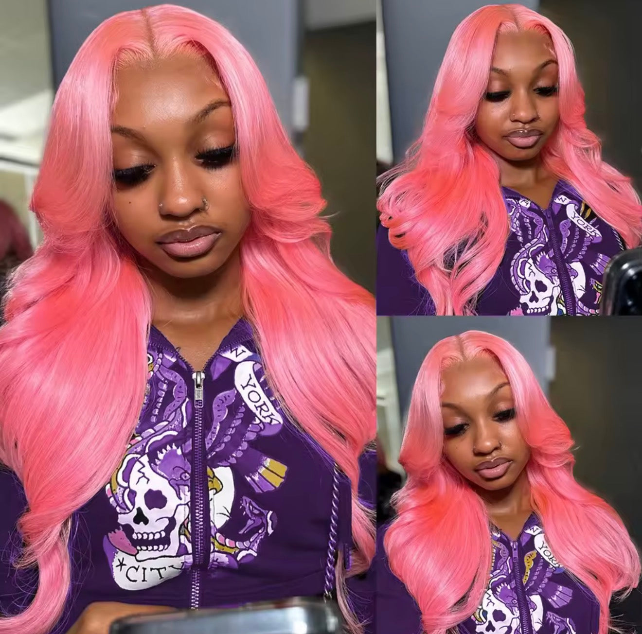 Pink Body Wave HD Lace Front Human Hair Wig