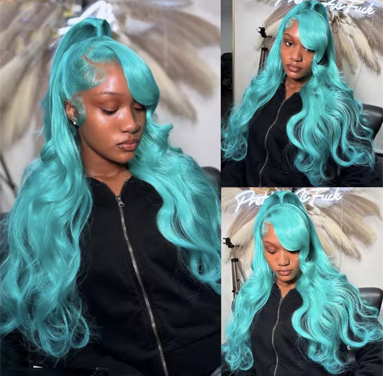 Teal Body Wave HD 360 Full Lace Human Hair Wig