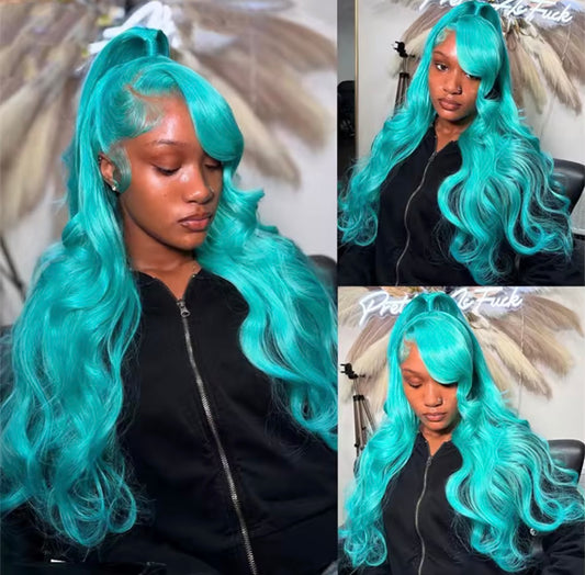 Teal Body Wave HD 360 Full Lace Human Hair Wig
