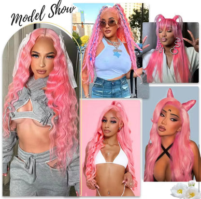 Pink Body Wave HD Lace Front Human Hair Wig
