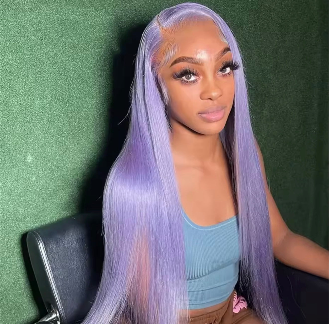 Light Purple Straight Lace Front Human Hair Wig