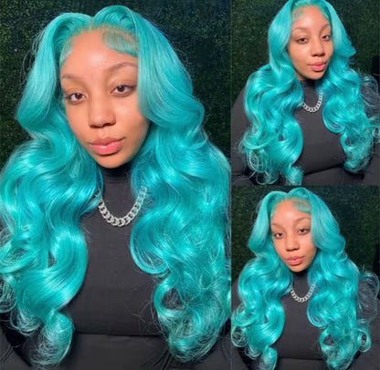 Teal Body Wave HD 360 Full Lace Human Hair Wig