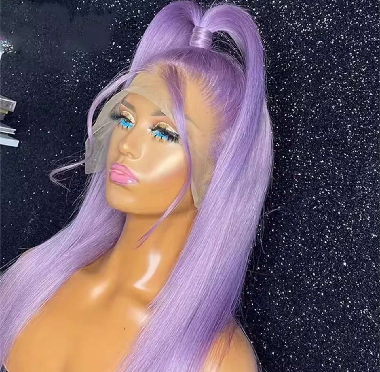 Light Purple Straight Lace Front Human Hair Wig