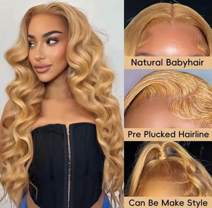 Honey Blonde Body Wave HD Lace Front Human Hair Wig