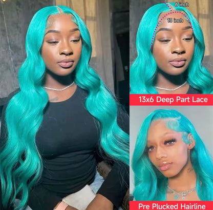 Teal Body Wave HD 360 Full Lace Human Hair Wig