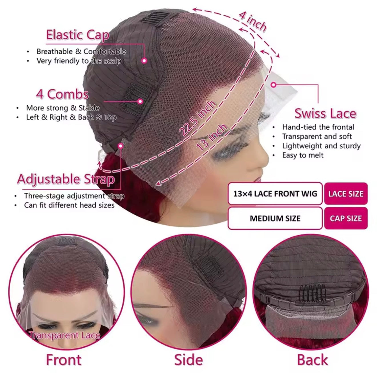 Burgundy Straight Bob Lace Front Human Hair Wig