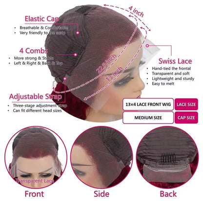 Burgundy Straight Bob Lace Front Human Hair Wig