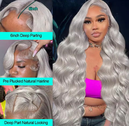 Silver Body Wave HD Lace Front Human Hair Wig