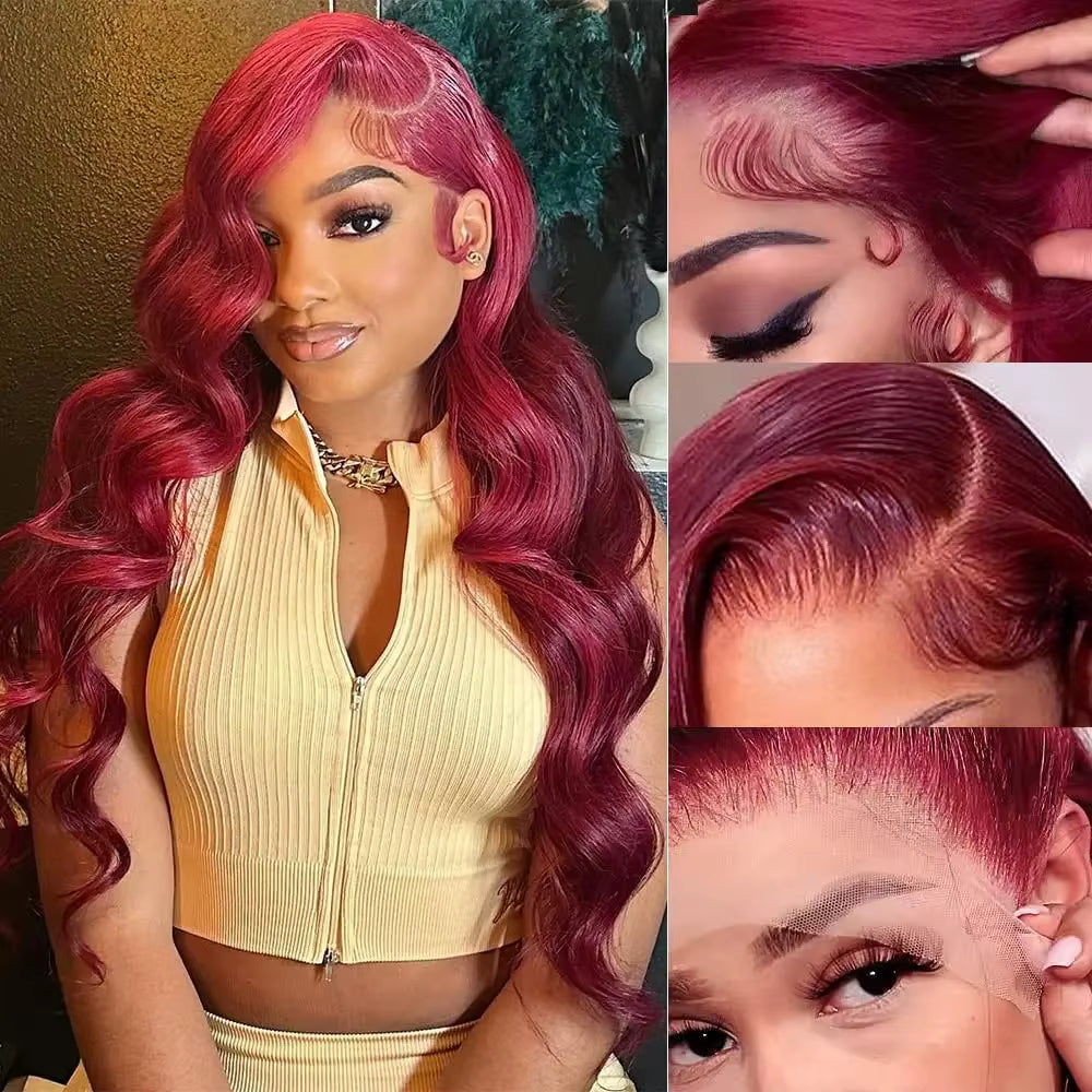 Red Body Wave HD Lace Front Human Hair Wig