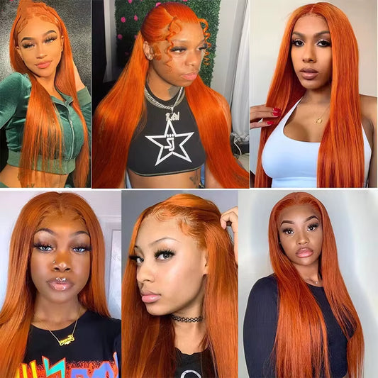 Ginger Orange Straight Lace Front Human Hair Wig