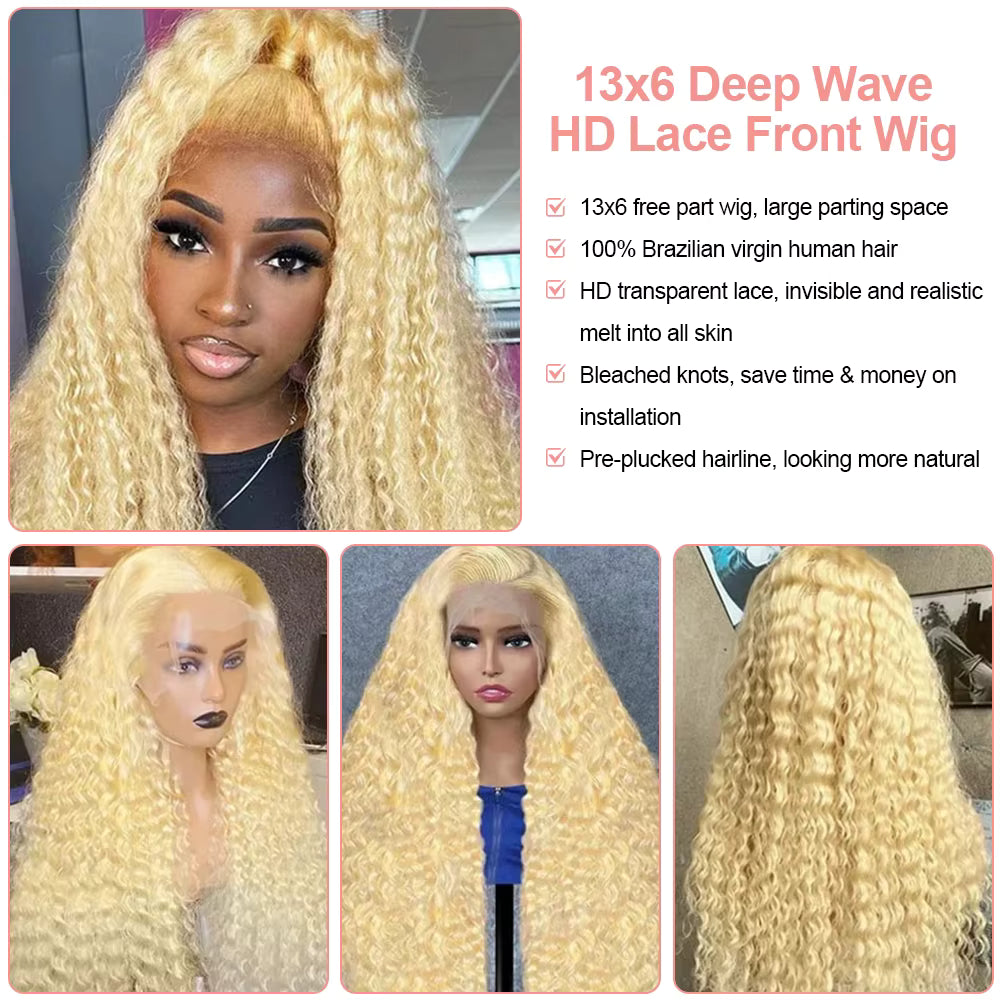 Blonde Curly HD Lace Front Human Hair Wig