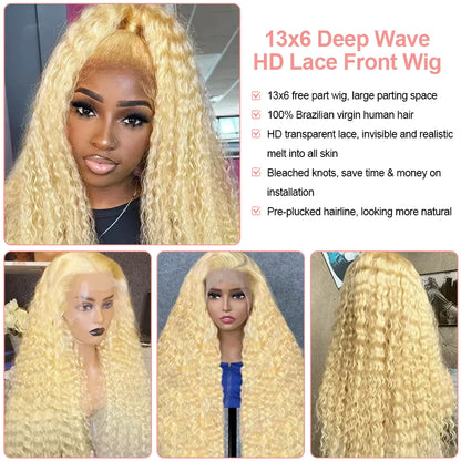 Blonde Curly HD Lace Front Human Hair Wig