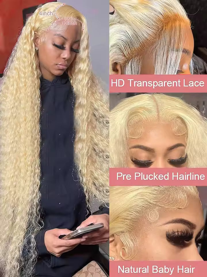 Blonde Curly HD Lace Front Human Hair Wig