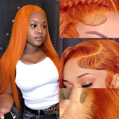 Ginger Orange Straight Lace Front Human Hair Wig