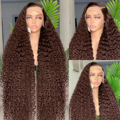 Brown Deep Wave HD Lace Front Human Hair Wig