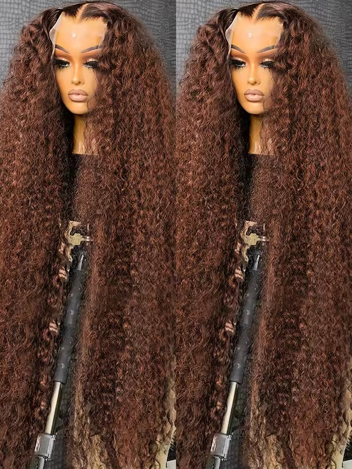 Brown Deep Wave HD Lace Front Human Hair Wig