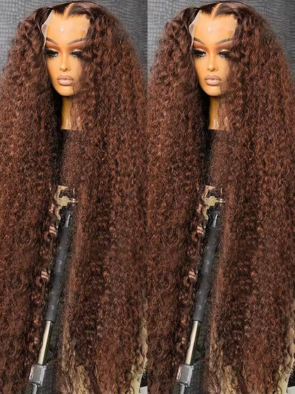 Brown Deep Wave HD Lace Front Human Hair Wig