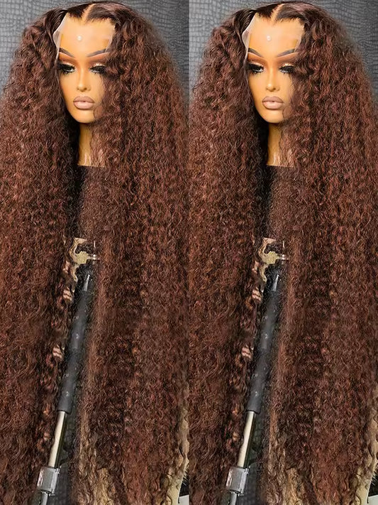 Brown Deep Wave HD Lace Front Human Hair Wig