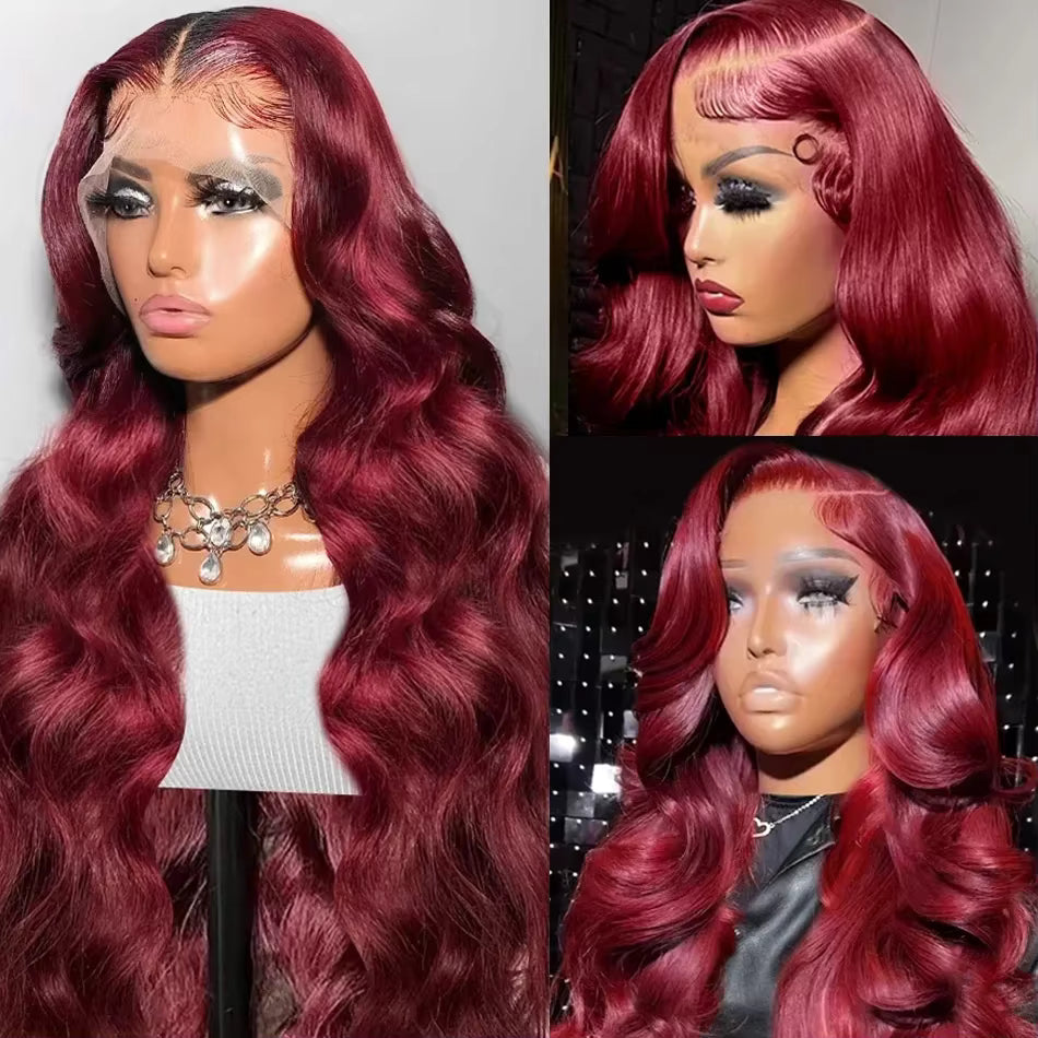 Red Body Wave HD Lace Front Human Hair Wig