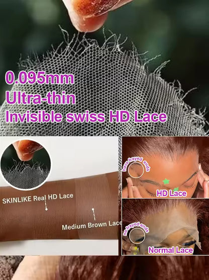 Brown Deep Wave HD Lace Front Human Hair Wig