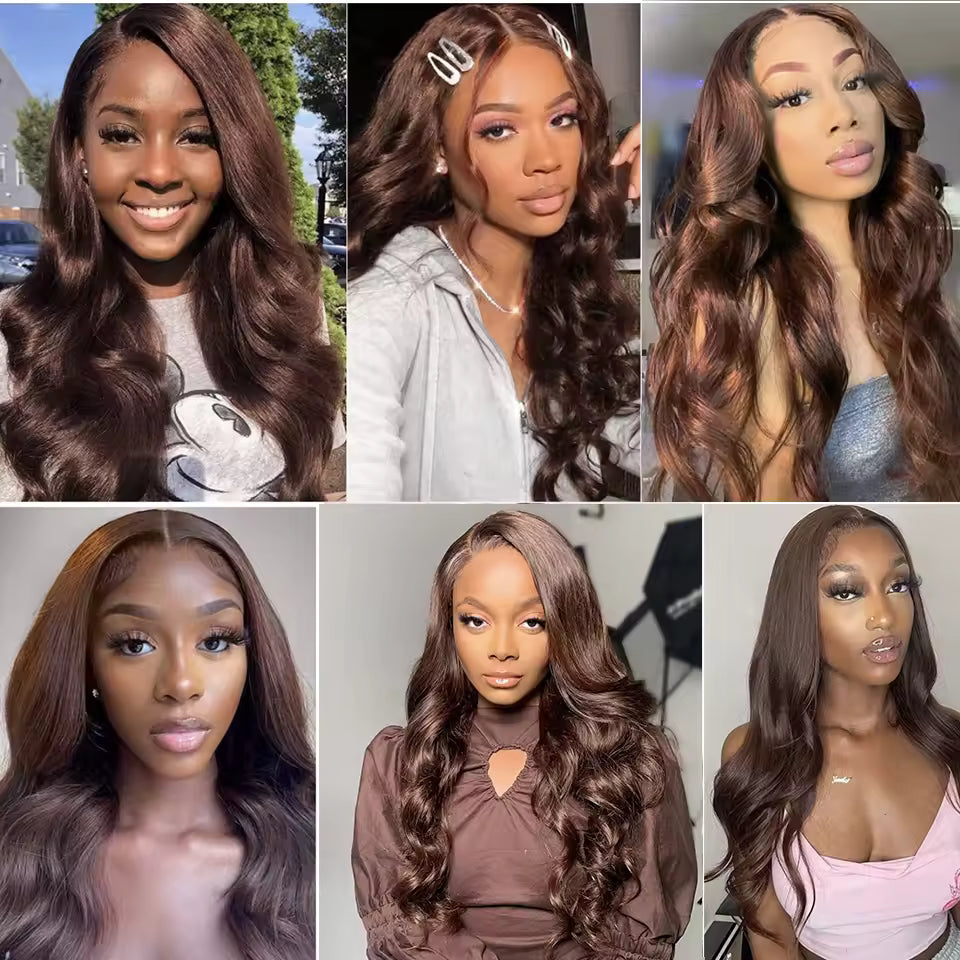 Brown Body Wave HD Lace Front Human Hair Wig