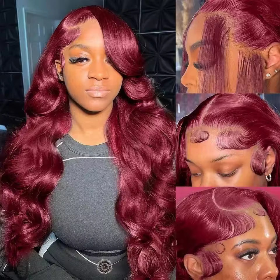 Red Body Wave HD Lace Front Human Hair Wig