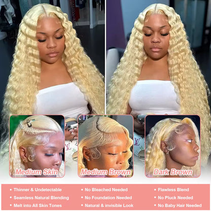 Blonde Curly HD Lace Front Human Hair Wig