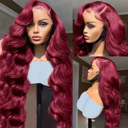 Red Body Wave HD Lace Front Human Hair Wig