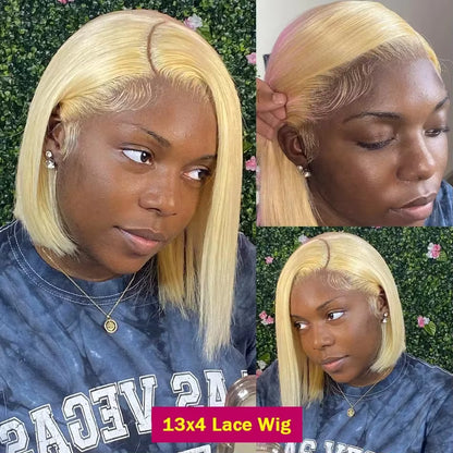 Blonde Straight Lace Front Human Hair Bob Wig