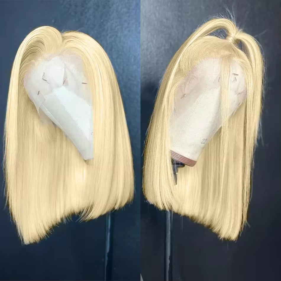Blonde Straight Lace Front Human Hair Bob Wig