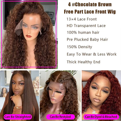 Brown Deep Wave HD Lace Front Human Hair Wig