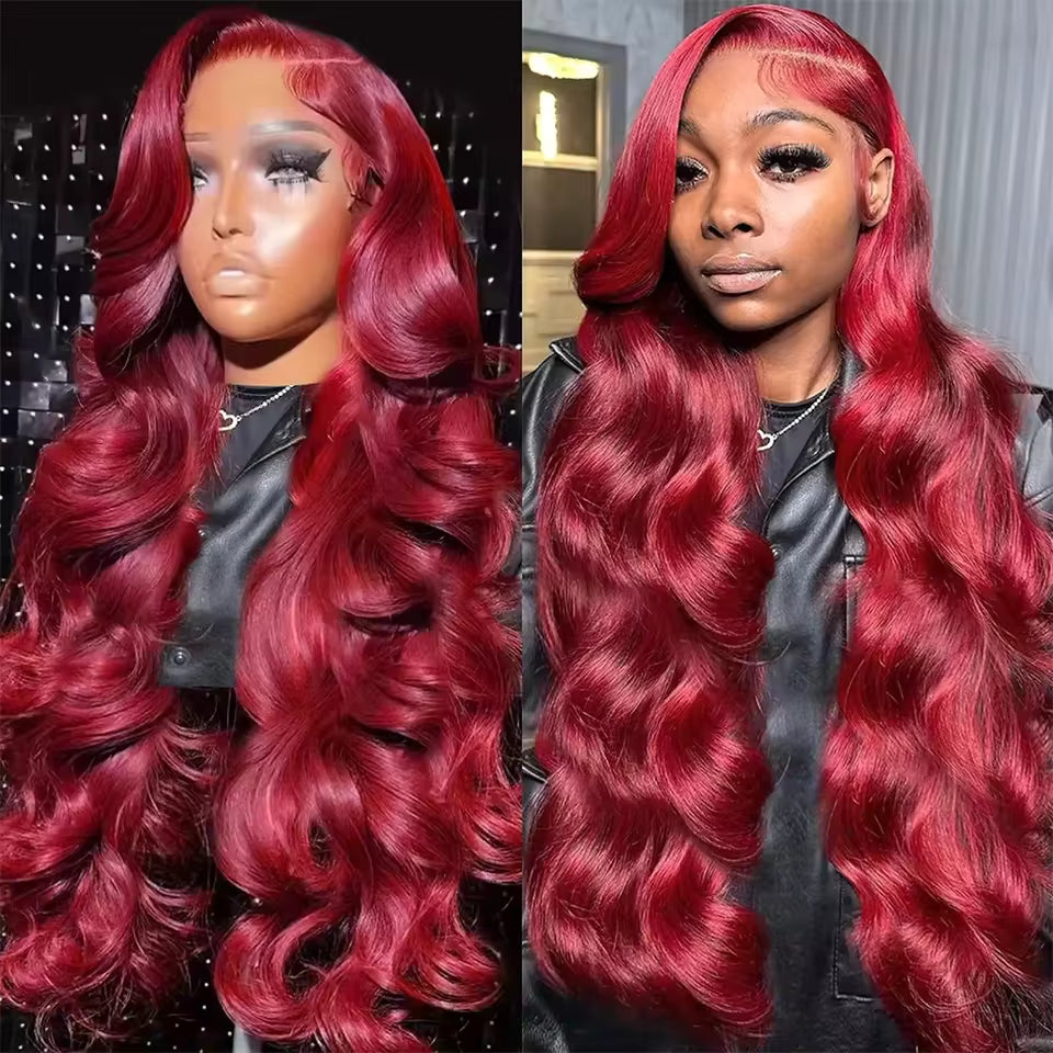 Red Body Wave HD Lace Front Human Hair Wig