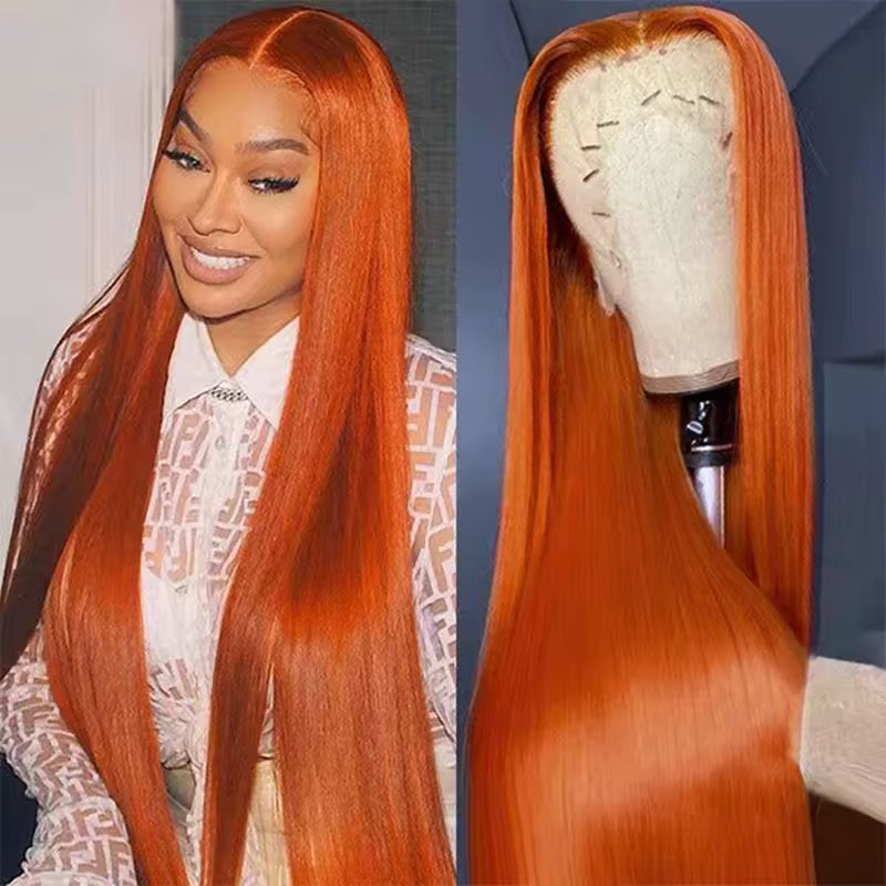 Ginger Orange Straight Lace Front Human Hair Wig