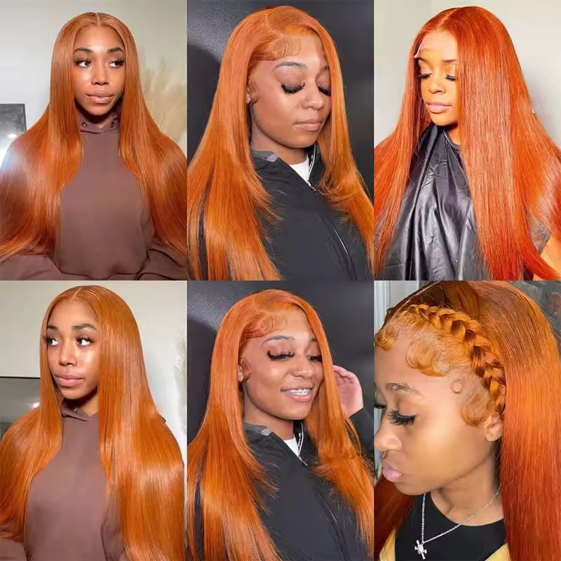 Ginger Orange Straight Lace Front Human Hair Wig