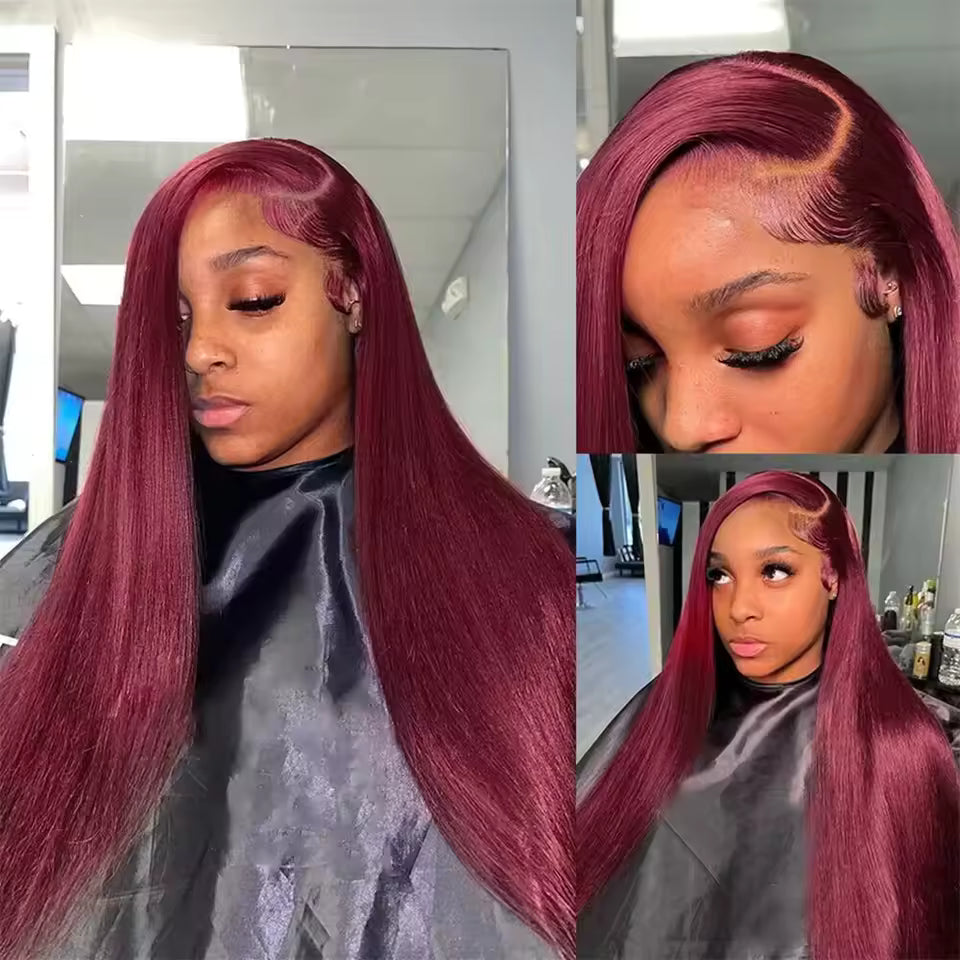 Red Straight HD Lace Front Human Hair Wig