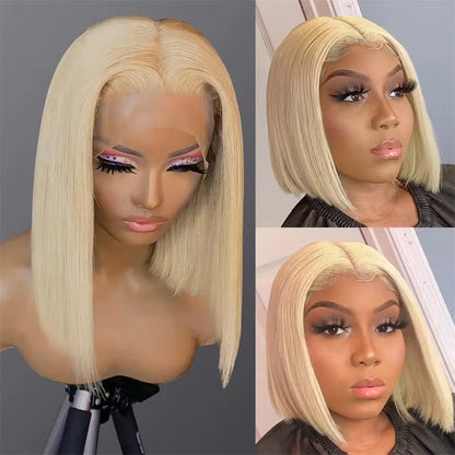 Blonde Straight Lace Front Human Hair Bob Wig