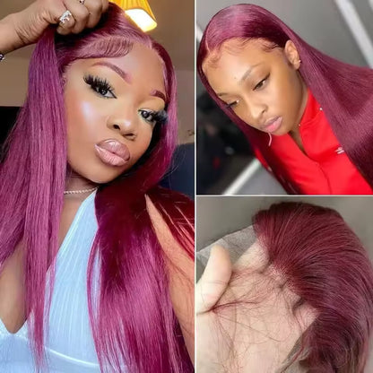 Red Straight HD Lace Front Human Hair Wig